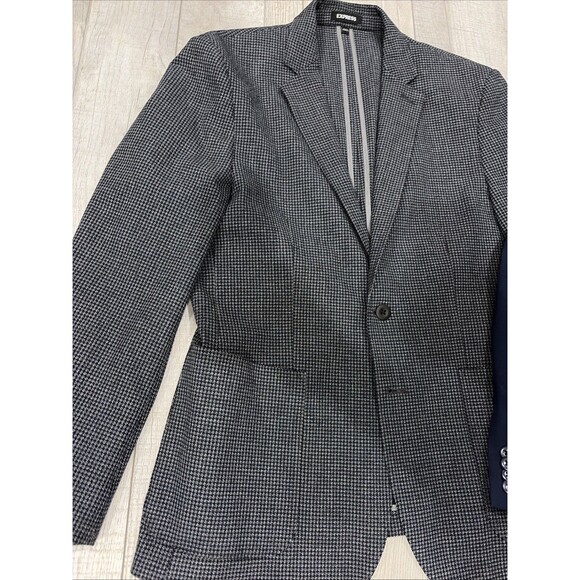 LOT OF 2 EXPRESS EXTRA SLIM CHARCOAL NAVY WOOL TWEED SPORT COAT JACKET SZ 40S - Picture 2 of 16